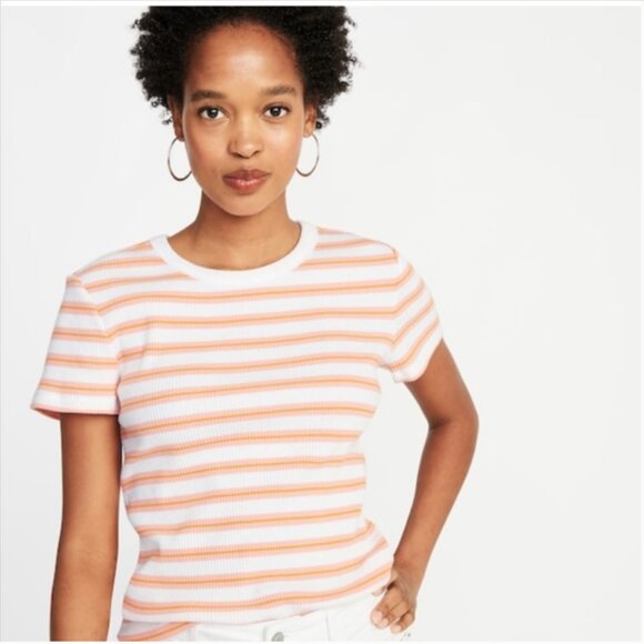 Old Navy Slim Fit Striped Knit Ringer Tee Shirt Size XL - Picture 1 of 8